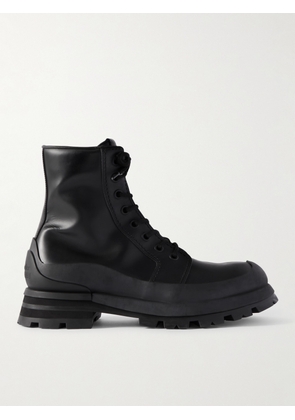 Alexander McQueen - Wander Rubber-Trimmed Leather Boots - Men - Black - EU 41