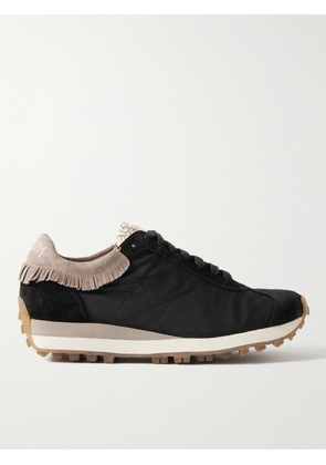 Visvim - Walpi Fringed Leather-Trimmed Suede and Canvas Sneakers - Men - Black - US 8