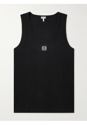 LOEWE - Logo-Embroidered Ribbed Stretch-Cotton Tank Top - Men - Black - XXS