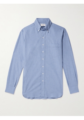 Kingsman - Drake's Button-Down Collar Cotton-Flannel Shirt - Men - Blue - UK/US 15