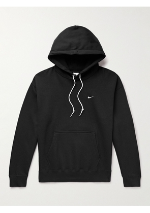 Nike - Solo Swoosh Logo-Embroidered Cotton-Blend Jersey Hoodie - Men - Black - XS