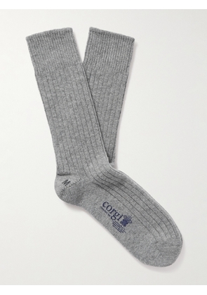 Kingsman - Ribbed Cashmere Socks - Men - Gray - S