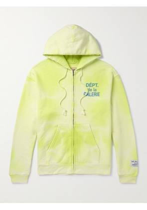 Gallery Dept. - Logo-Print Bleached Cotton-Jersey Zip-Up Hoodie - Men - Green - XS
