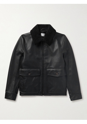 Kingsman - Shearling-Trimmed Full-Grain Leather Jacket - Men - Black - IT 46