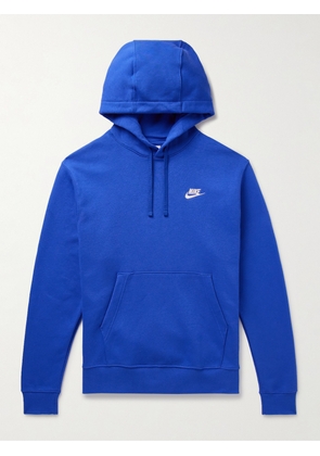 Nike - Sportswear Club Logo-Embroidered Cotton-Blend Jersey Hoodie - Men - Blue - XS