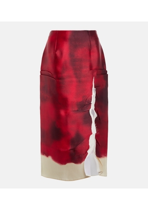 Prada Printed satin silk-blend midi skirt