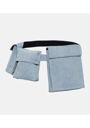 The Attico Leather-trimmed denim belt bag
