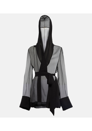 Saint Laurent Hooded sheer silk blazer