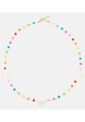 Roxanne First Disco 9kt gold necklace with mother of pearl and agates
