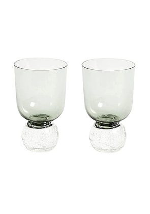 Misette Hand Blown Bubble Glass Tumbler Set Of 2 in Tourmaline Green - Green. Size all.