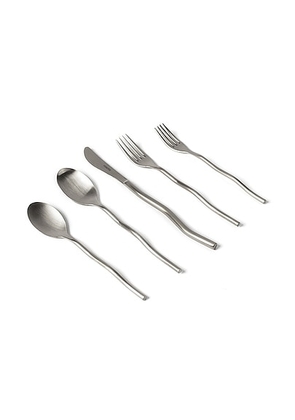 Misette Squiggle 5 Piece Cutlery Set in Matte Silver - Metallic Silver. Size all.