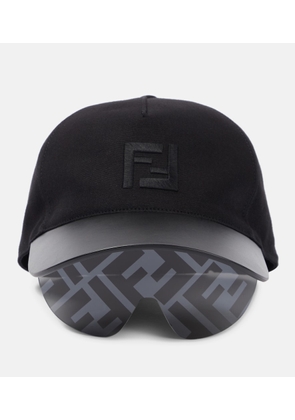 Fendi FF leather-trimmed cap with visor