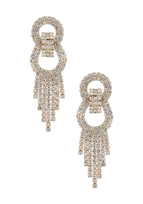 Ettika Crystal Fringe Earrings in Metallic Gold.