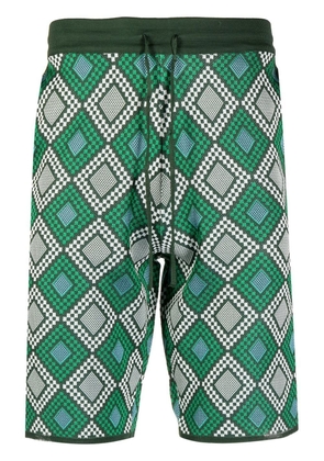 Ahluwalia geometric-pattern knitted shorts - Green
