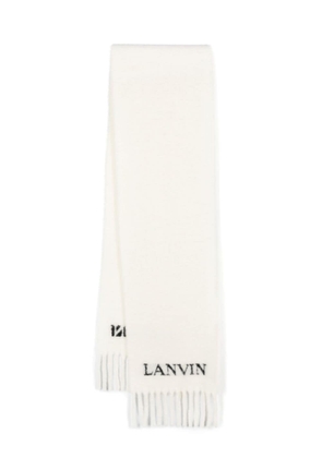 Lanvin intarsia-logo fringed scarf - Neutrals
