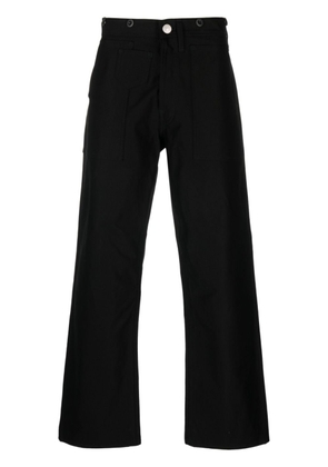 Junya Watanabe MAN logo-patch cotton straight-leg trousers - Black