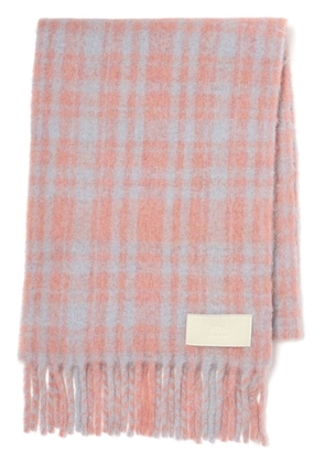 AMI Paris check-pattern fringed scarf - Pink