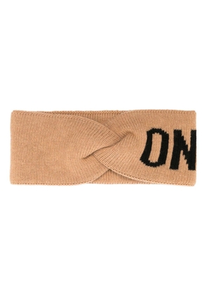 Moschino logo-intarsia ribbed headband - Neutrals