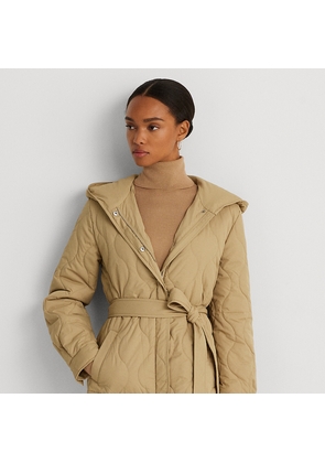 Belted Onion-Quilted Hooded Coat