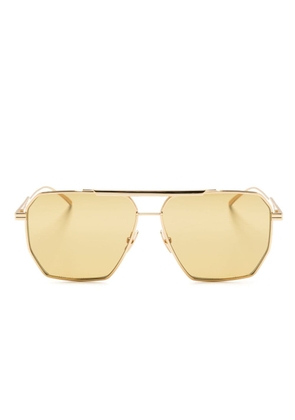 Bottega Veneta Eyewear double-bridge pilot-frame sunglasses - Gold
