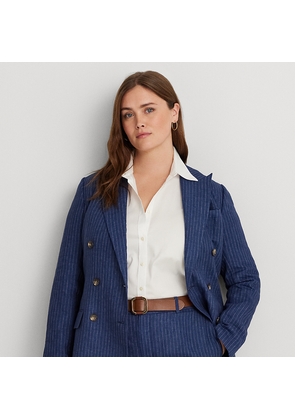 Curve - Pinstripe Double-Breasted Linen Blazer