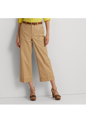 Pleated Cotton Twill Cropped Trouser