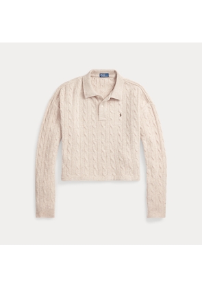 Cable-Knit Wool-Cashmere Polo Shirt