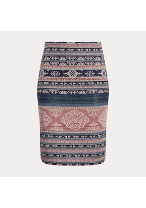 Curve - Geo-Motif Linen-Cotton Pencil Skirt