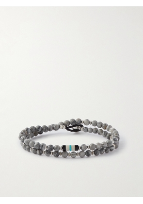 Mikia - Multi-Stone and Silver Beaded Bracelet - Men - Gray