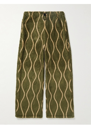 KAPITAL - Straight-Leg Striped Fleece Trousers - Men - Green - 1