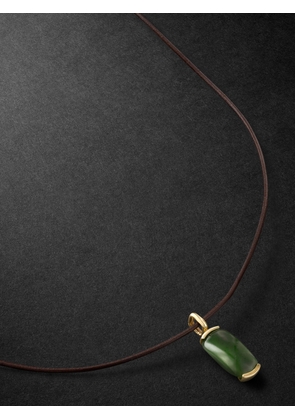 Fernando Jorge - Oblong 18-Karat Gold, Leather and Nephrite Jade Pendant Necklace - Men - Green