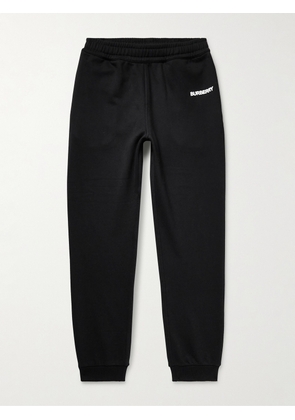 Burberry - Tapered Logo-Print Cotton-Jersey Sweatpants - Men - Black - XS