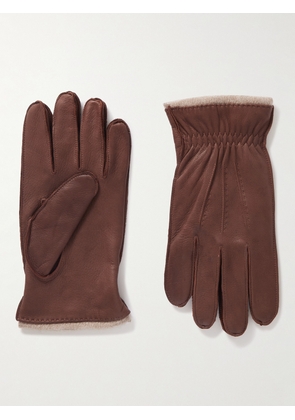 Dents - Edington Cashmere-Lined Leather Gloves - Men - Brown - M