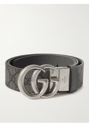 Gucci - 3.5cm Marmont Reversible Monogrammed Coated-Canvas Belt - Men - Gray - EU 80