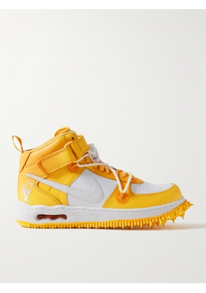 Nike - Off-White Air Force 1 Mid Two-Tone Leather High-Top Sneakers - Men - Yellow - US 5