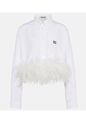 Miu Miu Feather-trimmed cotton poplin shirt