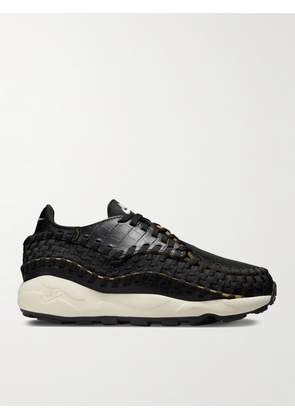Nike - Air Footscape Stretch-Knit and Croc-Effect Leather Sneakers - Men - Black - US 5
