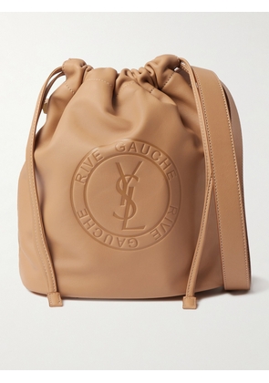 SAINT LAURENT - Logo-Debossed Leather Bucket Bag - Men - Brown