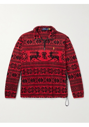 Polo Ralph Lauren - Printed Embroidered Recycled-Fleece Half-Zip Sweatshirt - Men - Red - S