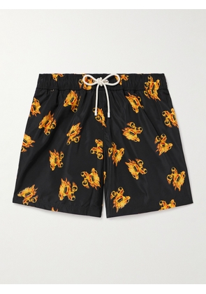 Palm Angels - Straight-Leg Mid-Length Logo-Print Swim Shorts - Men - Black - S