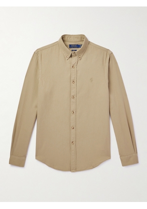 Polo Ralph Lauren - Button-Down Collar Logo-Embroidered Cotton-Dobby Shirt - Men - Neutrals - XS