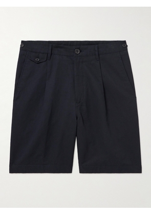 Dunhill - Straight-Leg Pleated Cotton and Linen-Blend Twill Bermuda Shorts - Men - Blue - IT 46
