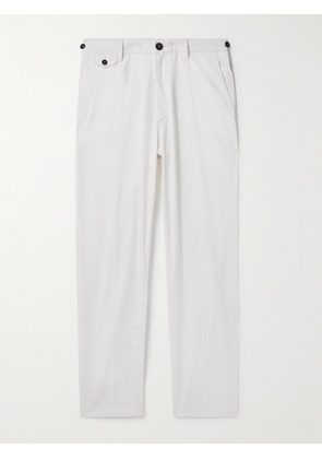 Dunhill - Straight-Leg Pleated Cotton-Blend Chinos - Men - White - IT 46