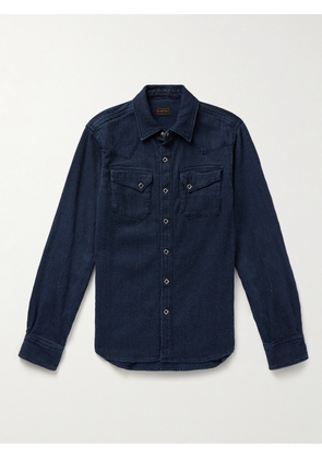 KAPITAL - Indigo-Dyed Textured-Cotton Western Shirt - Men - Blue - 3