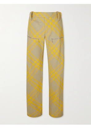Burberry - Wide-Leg Checked Virgin Wool-Twill Trousers - Men - Yellow - S