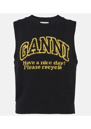 Ganni Logo wool-blend sweater vest