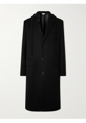 LOEWE - Wool-Blend Jersey-Trimmed Wool and Cashmere-Blend Hooded Coat - Men - Black - IT 46