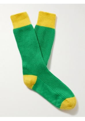 Guest In Residence - Two-Tone Ribbed Cashmere Socks - Men - Green