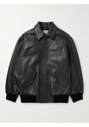 LOEWE - Textured-Leather Bomber Jacket - Men - Black - IT 44