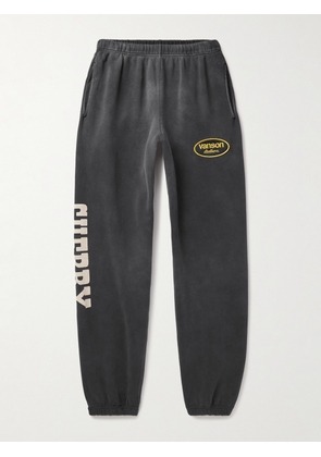 Cherry Los Angeles - Vanson Tapered Logo-Print Appliquéd Cotton-Jersey Sweatpants - Men - Gray - XS